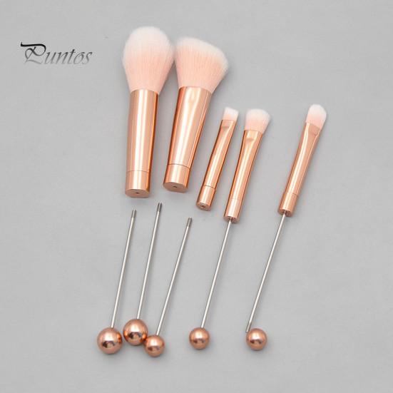 5 шт./компл. набор кистей для макияжа, сделай сам, металлическая ручка, бисер, тонкая мягкая щетина, натуральные нежные кисти с эффектом макияжа