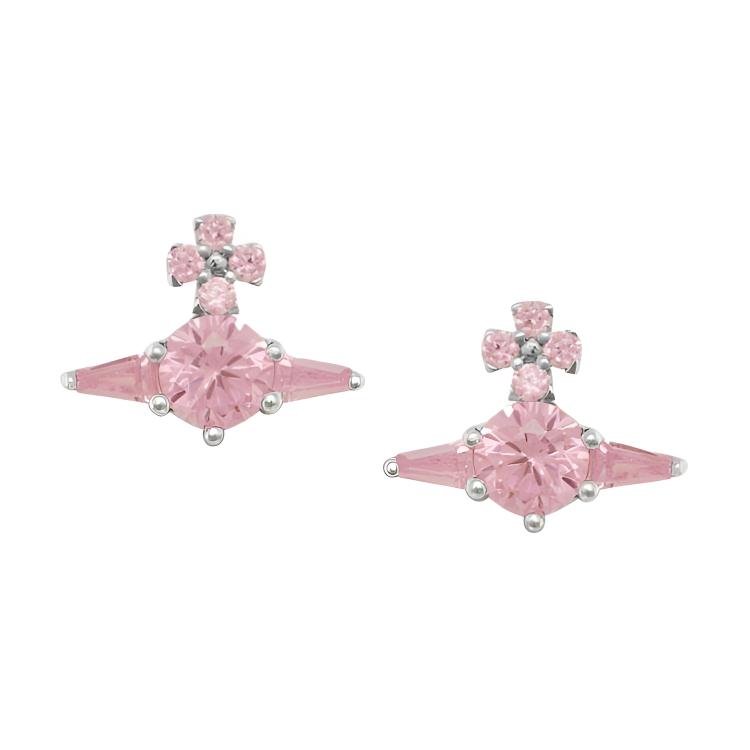 VIVIENNE WESTWOOD 2D Серьги-обручи с контуром Женские серьги Серебряные Розовые 8053195408061