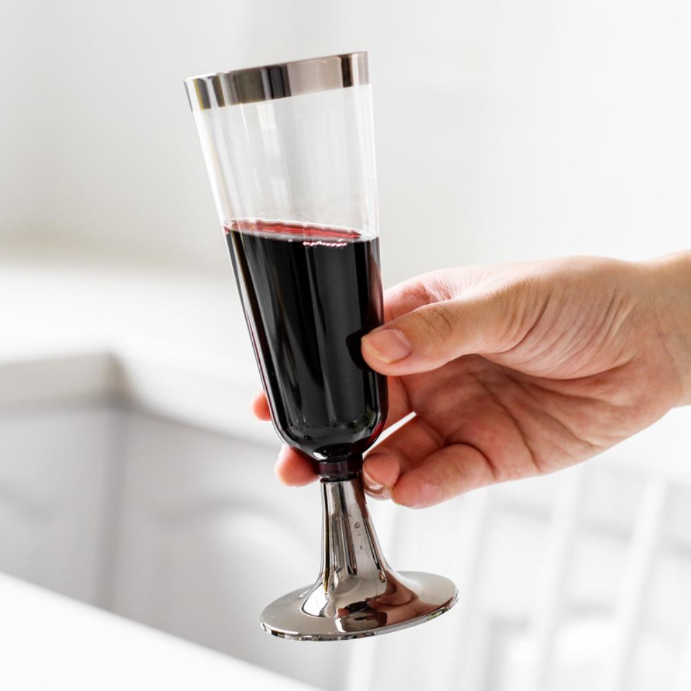 Одноразовые бокалы из розового золота и серебра, пластиковые прозрачные бокалы для шампанского, свадебные, на день рождения, на вечеринку, на фестиваль, принадлежности