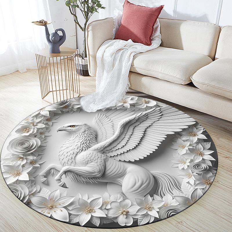 Griffin,Round Area Rug,Carpet Rug for Living Room Bedroom Sofa Playroom Decor,Non-slip Floor Mat