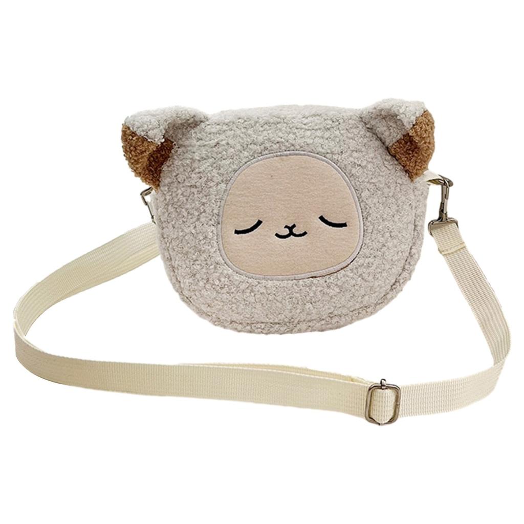 Сумка на одно плечо с мультяшными животными, осень-зима, плюшевая, милый кот, медведь, овца, регулируемая, для женщин и девочек, сумка через плечо, сумка для монет, чехол для телефона