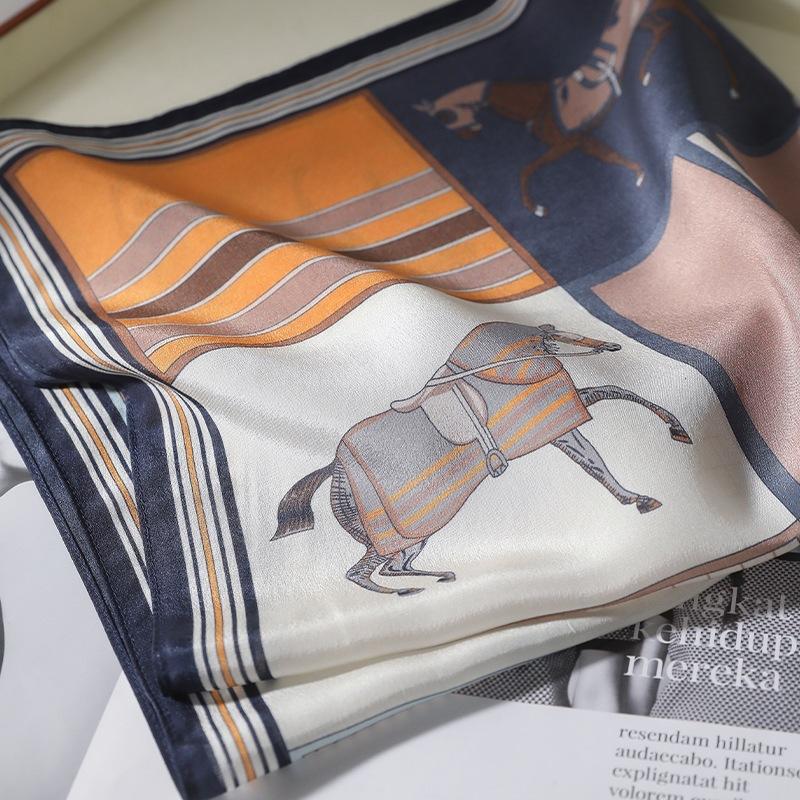 Light luxury smog department! Silk double crepe silk scarf femininity fashionable Jiugongge horse mulberry silk shawl dual-purpose
