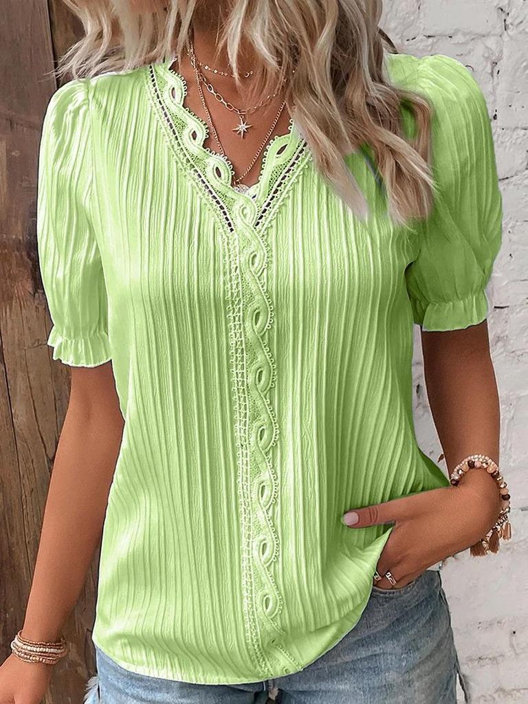European & American Women's Summer 2023 Hollow Short-Sleeve Holiday Fashion Shirt