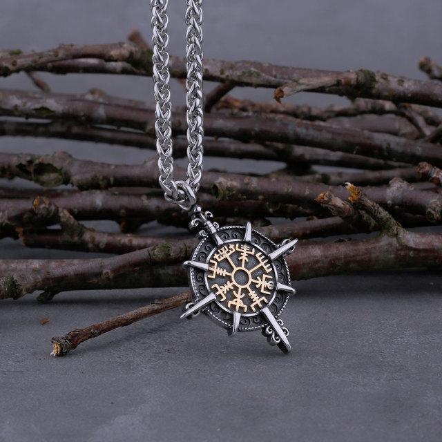 Скандинавское ожерелье с компасом викингов Vegvisir, мужское дорожное знак, амулет, кулон, скандинавский байкер, нержавеющая сталь, мужские ювелирные изделия, подарок
