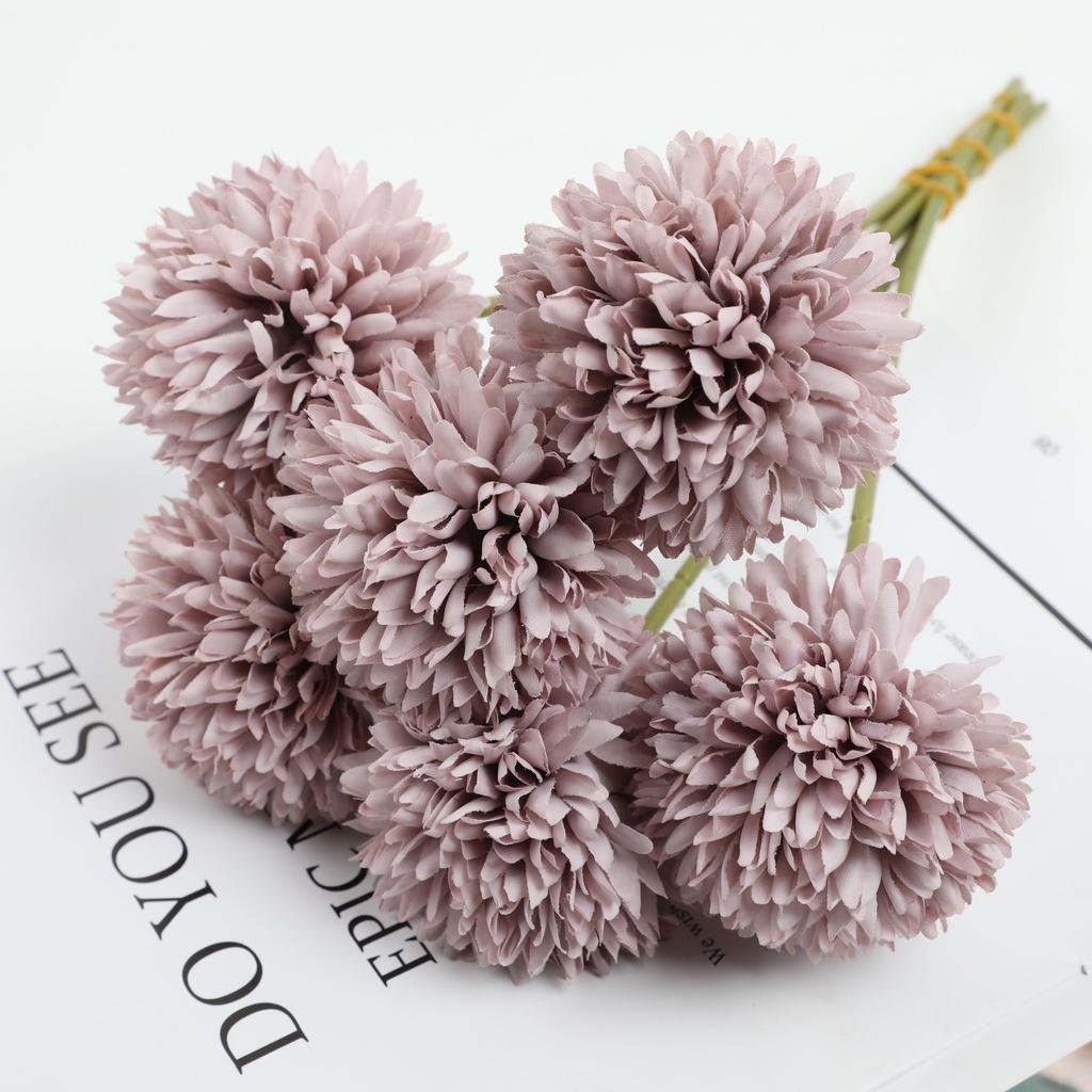 6 Artificial Dandelion And Chrysanthemum Ball Bouquets - Perfect for Home, Office, Coffee Shop, Garden Party, Wedding Decoration