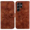 For Samsung Galaxy S25 Ultra Case Lily Flower Imprint Leather Phone Cover with Stand