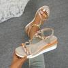 Women Wedge Sandals Summer 2025 Braided Band Platform Gladiator Sandals Woman Thick Bottom Beach Shoes Women Sandalias De Mujer