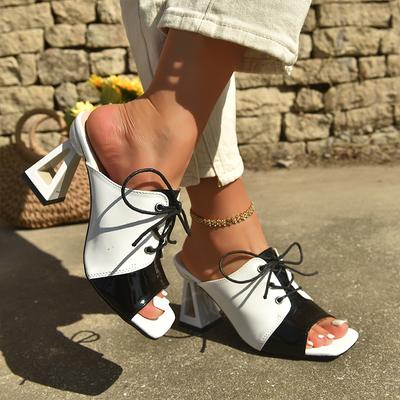 Туфли на высоком каблуке женские тапочки с квадратным носком элегантные туфли-лодочки летняя обувь на каблуке женские 2025 для вечеринки женские тапочки