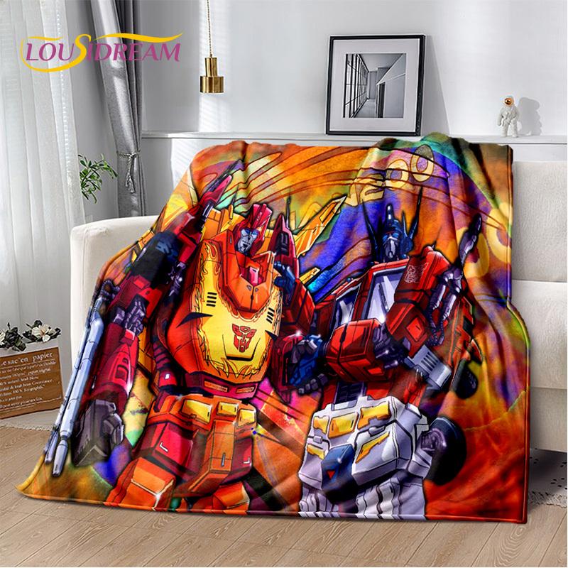 HD Cartoon T-Transformers Autobots Soft Blankets,Keep Warm Throw Blanket for Picnic Beds Sofa Home Bedroom Gifts Kids Hiking