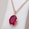 Блестящее овальное красное натуральное цирконовое ожерелье-подвеска для женщин, модное, цвета розового золота, высокое качество, повседневные изысканные украшения