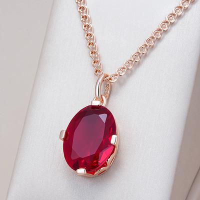 Блестящее овальное красное натуральное цирконовое ожерелье-подвеска для женщин, модное, цвета розового золота, высокое качество, повседневные изысканные украшения