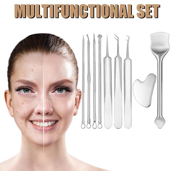 9Pcs Blackhead Remover Kit Stainless Steel Pimple Extractor Set with Storage Box Professional Acne Removal Tools Portable Pore Cleaning