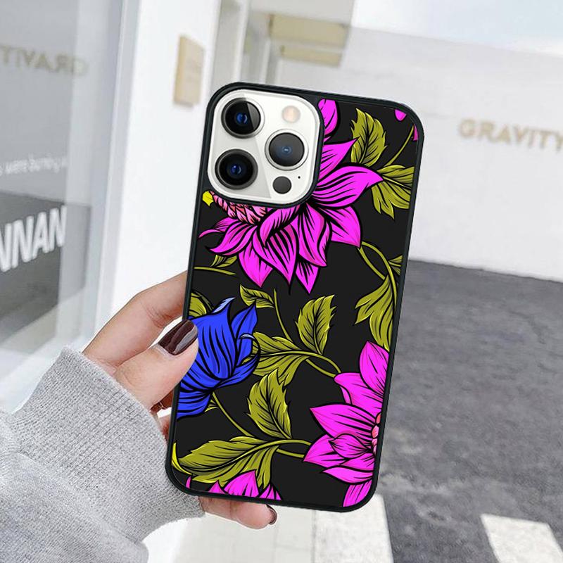 Retro Flower Leaves Graffiti Phone Case For iPhone 17 Air 15 16 Cover  11 13 14 Pro Max 12 Plus Max Fundas