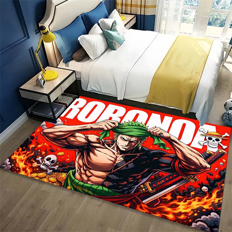 One Piece Anime Luffy Zoro Sanji Character Collage Area Rug Non Slip Floor Carpet Decor