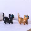 Kawaii Cat Miniature Figurines Handmade Sandalwood Carving Kitty Sculpture Desk Ornaments Fairy Garden Room Decor Birthday Gift