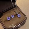 Millennium Rose Cut Violet Single Diamond Necklace Earrings Simple Premium Temperament Pull Collarbone Chain