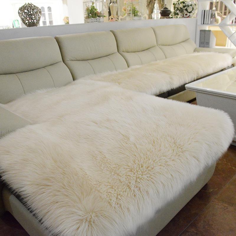 New Sofa Cover Full Cover Winter Imitation Wool Cushion Long Plush Window Thickened European Anti-skid Sofa Mat