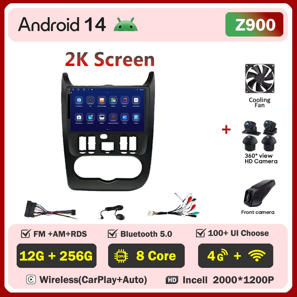 Для Renault Logan 1 Sandero 2009-2015 Largus Dacia Duster Автомобильный мультимедийный видеоплеер с сенсорным экраном Android 14 Авторадио 5G Wifi