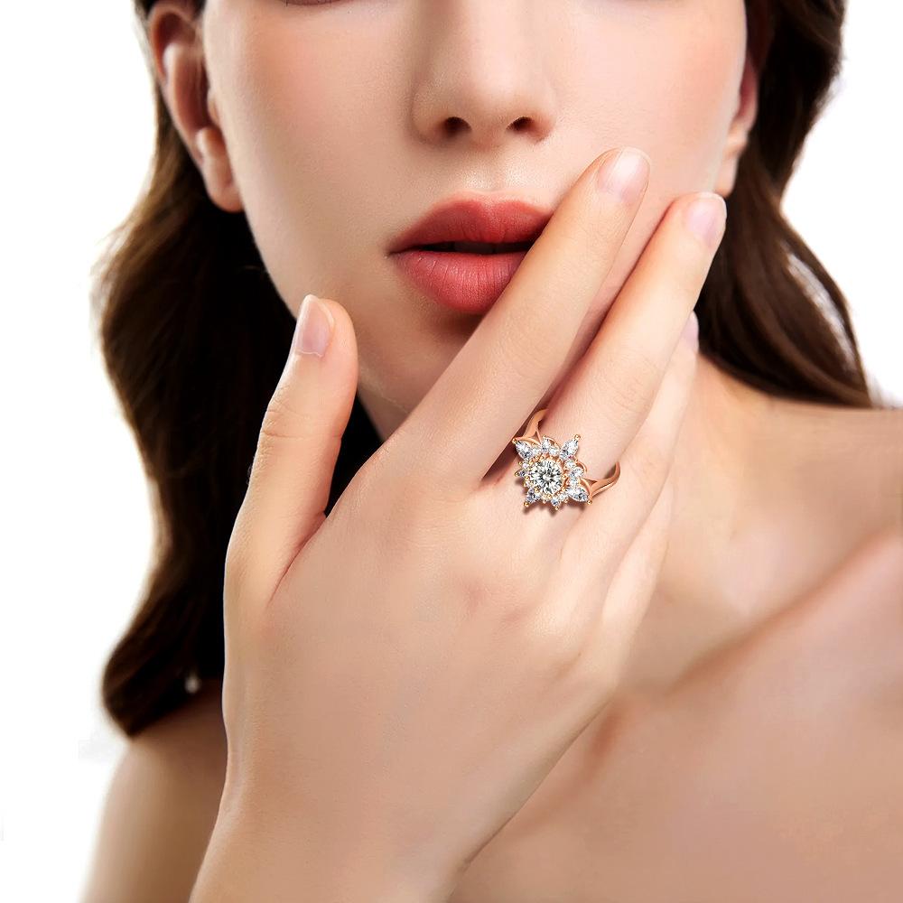 9 мм Блестящее кольцо-цветок из розового золота Роскошное Высококачественное Муассанит D VVS1 Тонкое ювелирное изделие