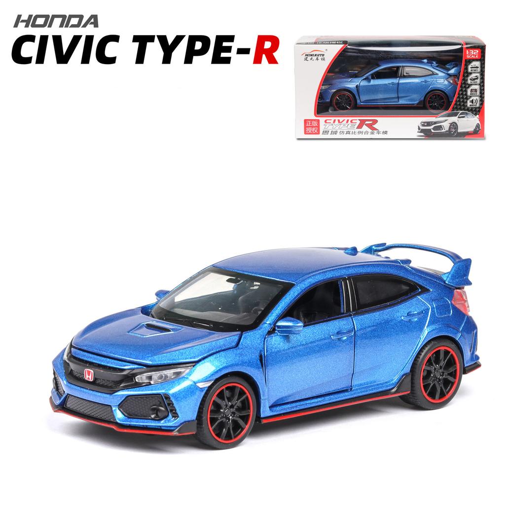 1:32 масштаба 2017 Honda Civic Type-R, литая под давлением модель автомобиля, игрушечный автомобиль с открытыми дверями, свет и звук для детей, мальчиков, девочек, взрослых и мужчин, коллекция