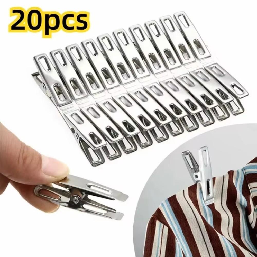 20 шт. Ветрозащитные прищепки для одежды Металлические зажимы-биндеры из нержавеющей стали Бытовые зажимы для документов Кухня
