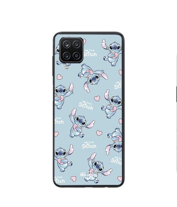 Coque - Maniacase - Galaxy A12 - Silicone - Souple - Stitch love coeur rose