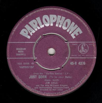 7-дюймовая пластинка JIM DALETHE RITA WILLIAMS SINGERS Just Born To Be Your Baby 45R4376 PARLOPHONE 1957 UK Рок Б/У