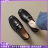 Platform Shoes Women's Autumn Retro Black One-pedal Temperament College Small Leather Shoes