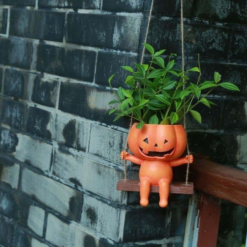 Succulents Halloween Flower Pot Creative Swing Pumpkin Plant Basket Apartment Decor