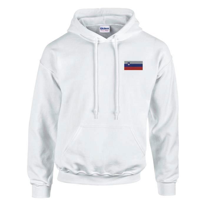Sweat à capuche - PIXELFORMA - Drapeau de la Slovénie - Белый - Длинные маншки - Col capuche