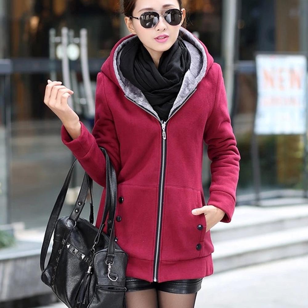 Женская мода повседневная утолщенная теплая толстовка с капюшоном, твердое пальто, верхняя одежда, куртка