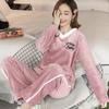 Autumn/Winter Pajama Lady Thickened Warm Flannel Winter Loose Version Lovely Lady Can Be Worn Outside Long-sleeved Suit