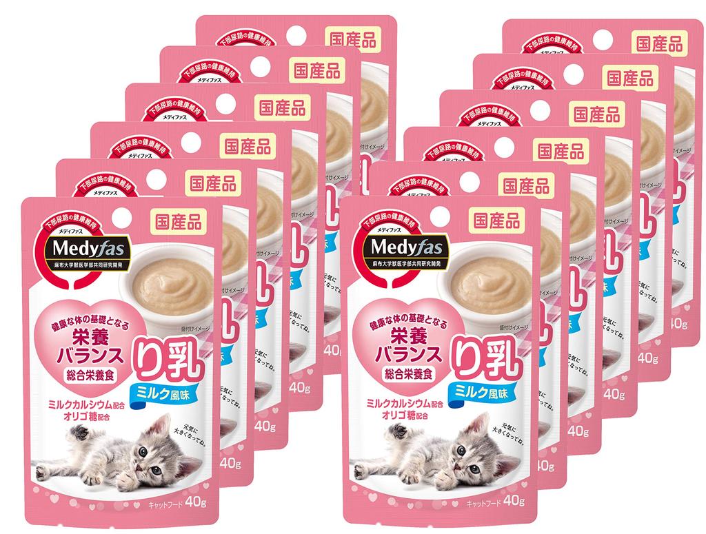 Влажный корм для кошек Medifas со вкусом молока для котят, питательный, для мочевыводящих путей, 40 г x 12 [комплексный корм/для нижних отделов ЖКТ/отечественное производство] (оптовая закупка)