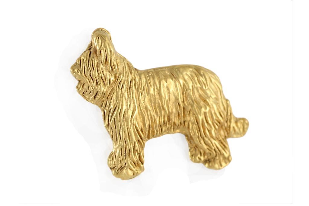 Briard, Berger de Brie II - gold-plated pin brooch, elegant dog ornament, unique pin by Art-Dog brand