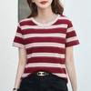 Women's Summer New Short-sleeved Cloud Striped with Small Fresh T-shirt Tide Models Loose Thin Tops