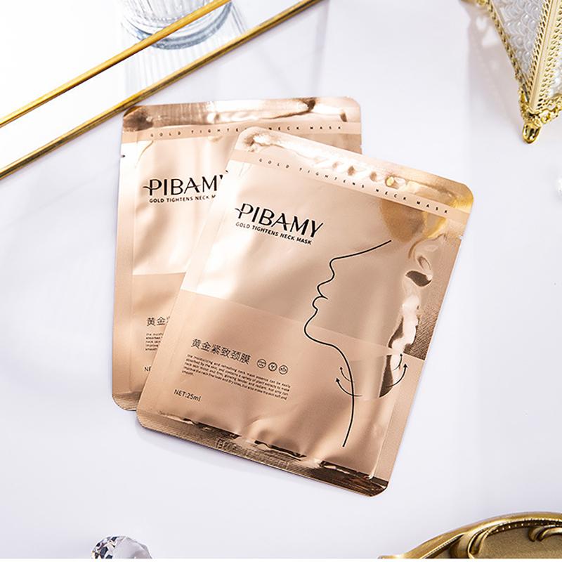 Маска для шеи Biba Beauty Gold Neck Mask увлажняющая, омолаживающая, лифтинговая, против мелких морщин (10 кусочков)