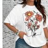 Fashion Women Creative Flowers Print T Shirt Funny Casual O-neck Short Sleeves T-shirt Summer Female Tee Shirt