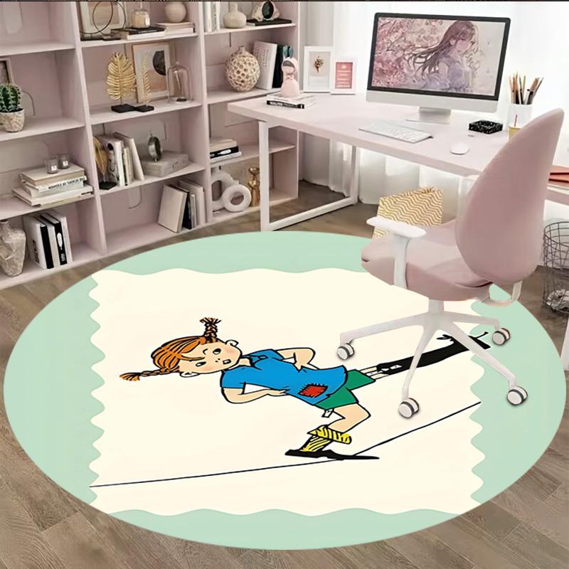 1pc Pippi Longstocking2 Print Round Carpet Chair Round Carpet Suitable for Bedroom Living Room Home Decorative Carpet