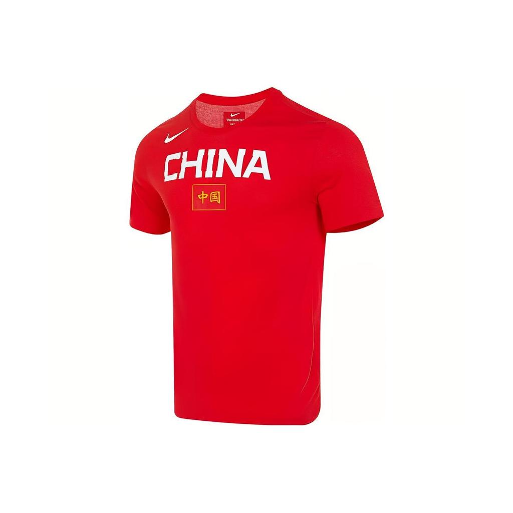 Nike Китайская команда Dri-FIT Кубок мира по баскетболу с буквенным принтом, винтажная спортивная футболка с короткими рукавами допамина, мужские топы, красный BQ3729-637