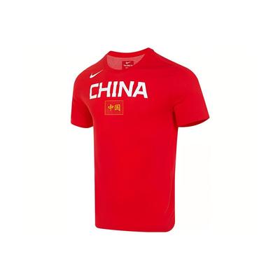 Китайская команда Dri-FIT Кубок мира по баскетболу с буквенным принтом, винтажная спортивная футболка с короткими рукавами допамина, мужские топы, красный BQ3729-637