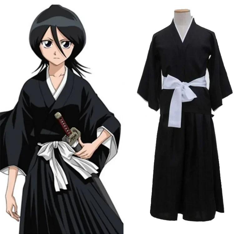 Аниме BLEACH Косплей Костюм Кучики Рукия Синигами Косплей Костюм Парик Набор Хэллоуин для Женщин Мужчин Одежда