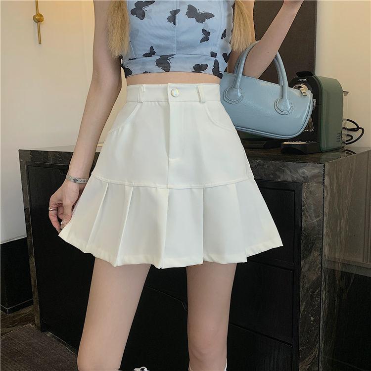Плиссированная юбка, анти-юбка, женская летняя академическая короткая юбка трапециевидной формы с высокой талией
