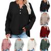 Women's Solid Color Round Neck Chest Button Placket Open Knit Sweater