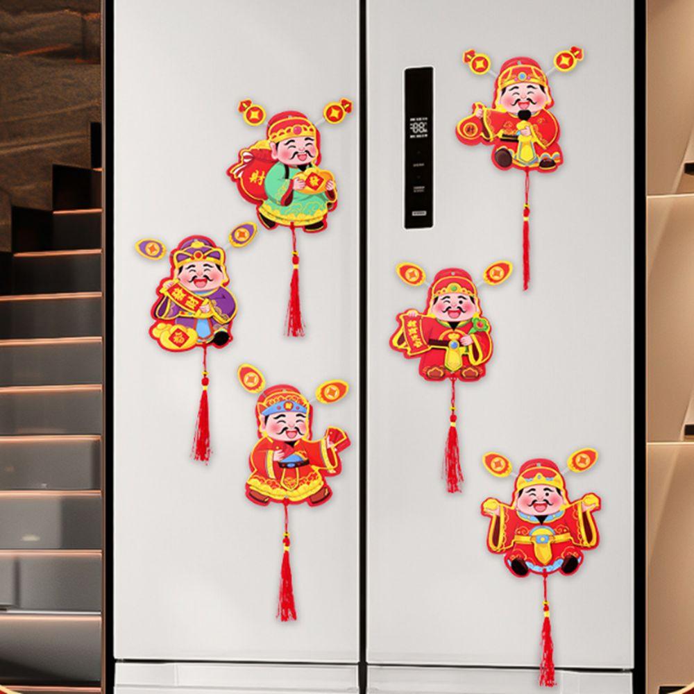 Cartoon God of Wealth Fridge Stickers Cute Spring Festival Magnet Sticker Kitchen