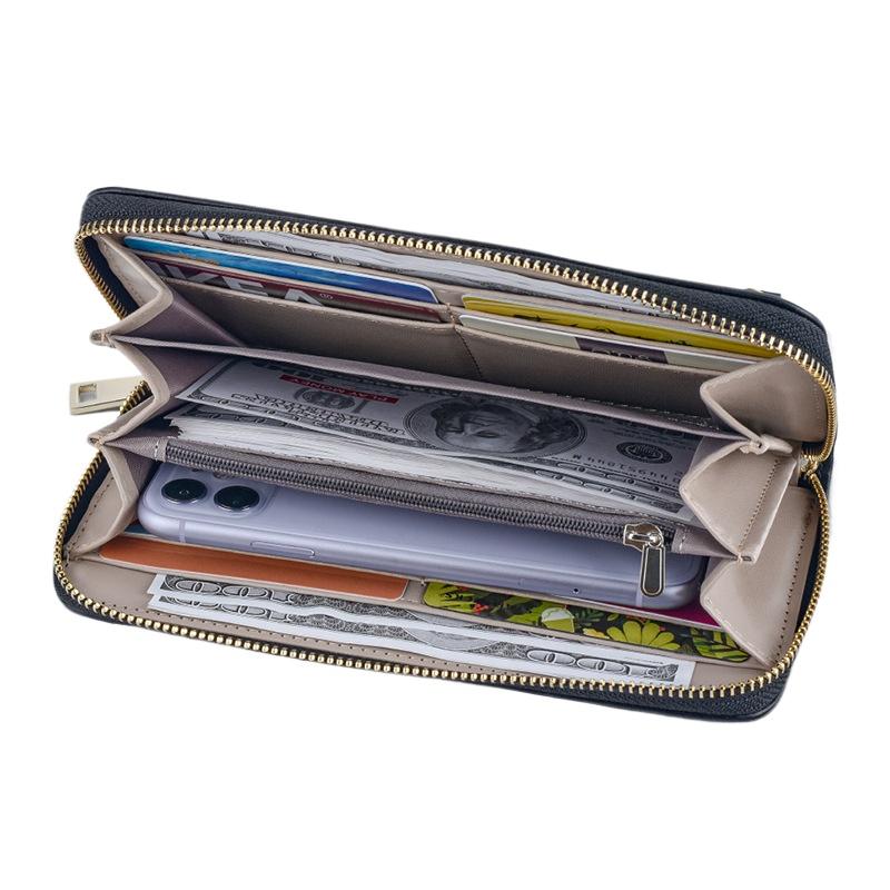 Leather Zip Wallet Accordion Wallet