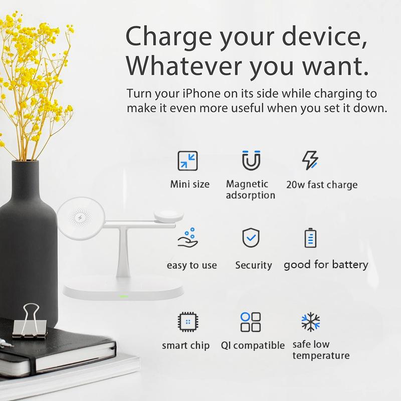 15 Вт 3 в 1 Магнитное зарядное устройство для смарт-часов Станция быстрой зарядки Складная беспроводная зарядная подставка для iPhone 15 14131211/Pro/Max/Mi