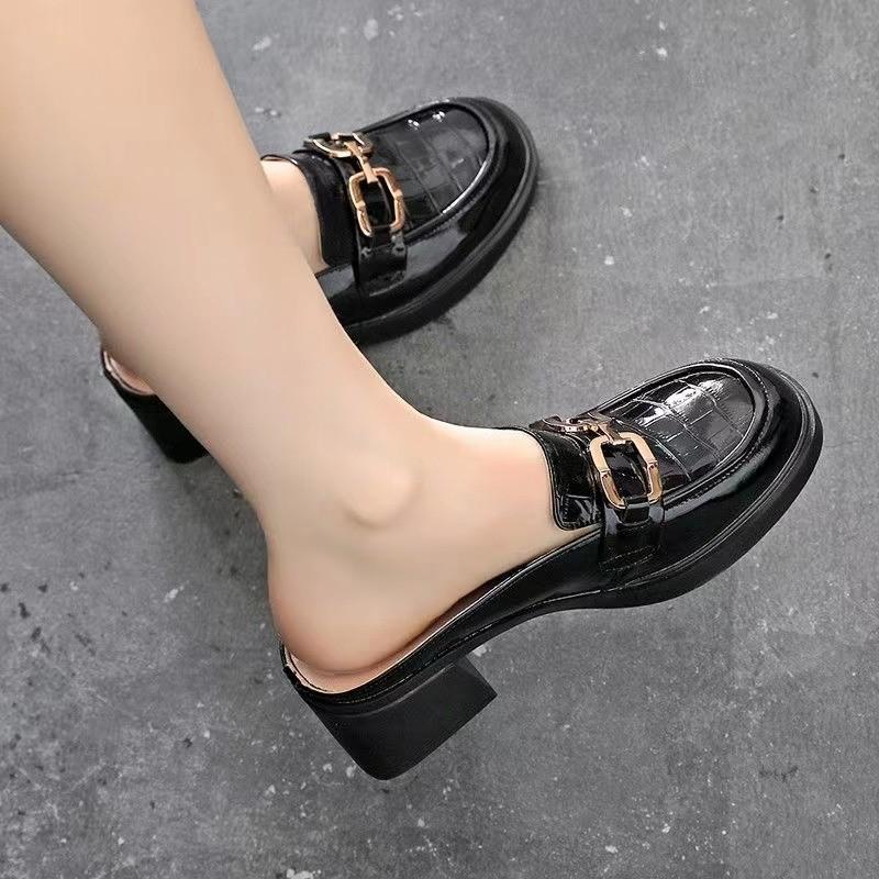 Модные летние полушлепанцы Aphixta 2025, 5 см квадратный каблук, шлепанцы, женские модные слайды с пряжкой, сандалии со змеиным принтом, крутая обувь
