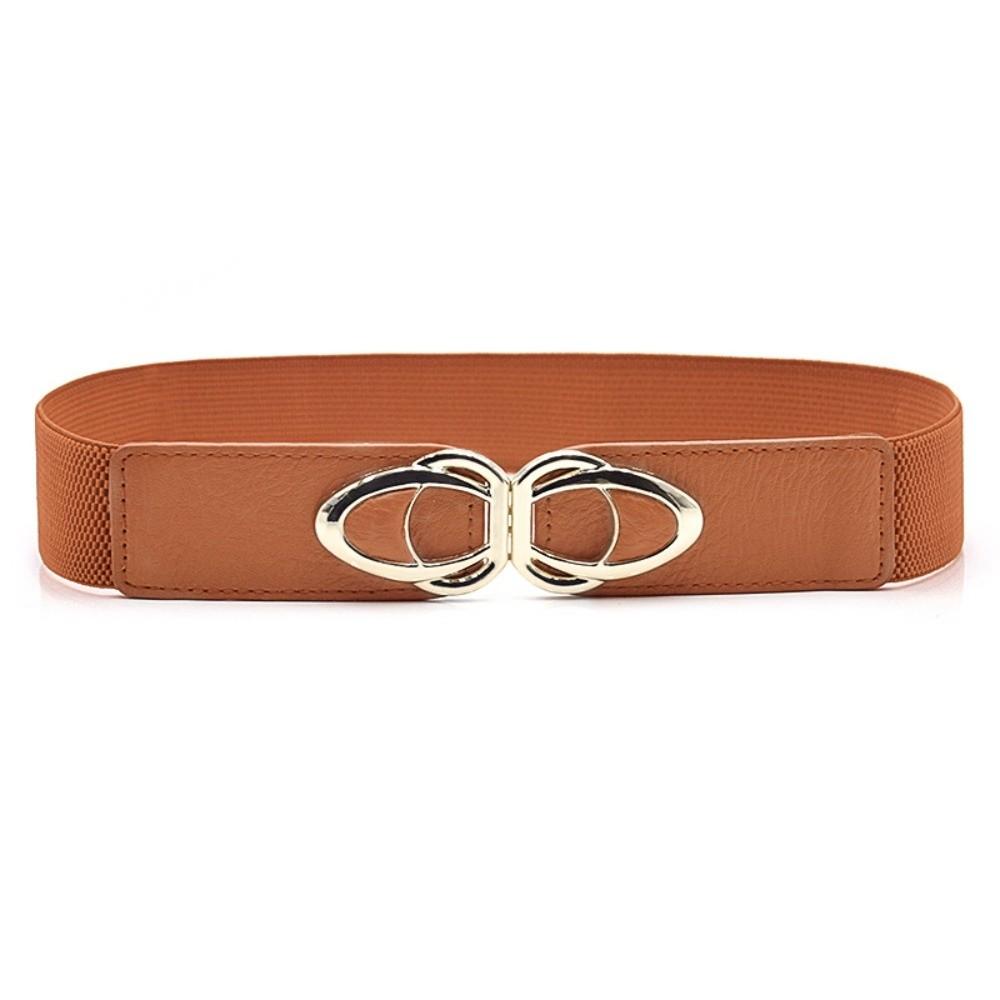 Fashion Metal Buckle Elastic Wide Belts Solid Color Waist Defining Dress Belt Comfortable Waist Corset Coat Accessories