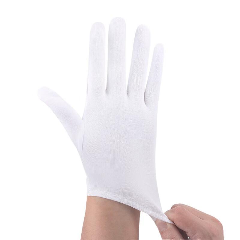 White Gloves, 12 Pairs/pack, Thickened Sweat-Absorbing Dust-Free Cotton Fabric, White Color