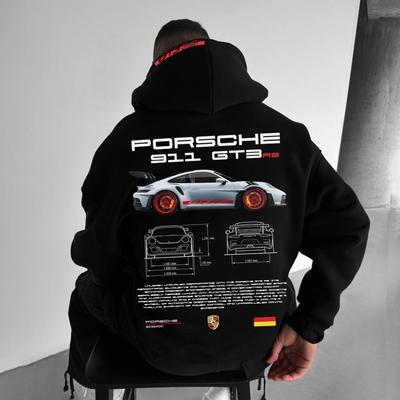 Толстовки с принтом Porsche GT3 RS Мужские Женские Оверсайз Y2K Повседневные Свободные Свитшоты Флис Теплые Мягкие Спортивные костюмы Женская Мужская Одежда